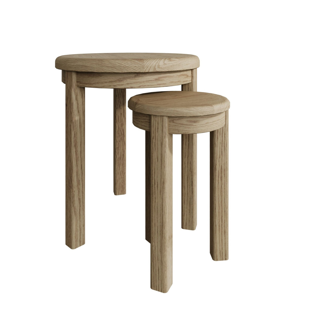 Rusper Oak Nest Of 2 Round Tables5 - Duck Barn Interiors