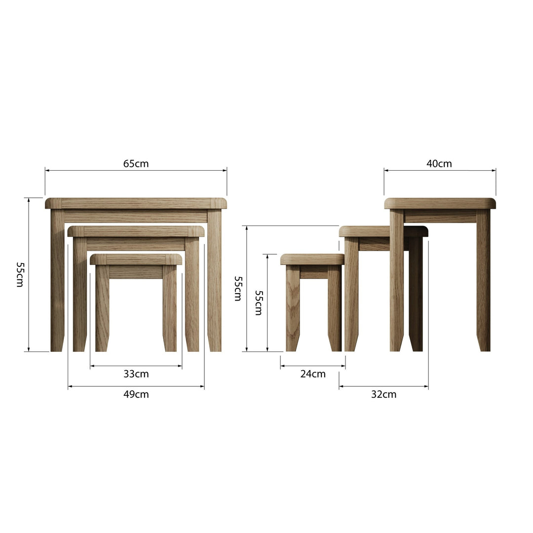 Rusper Oak Nest Of 3 Tables - Duck Barn Interiors