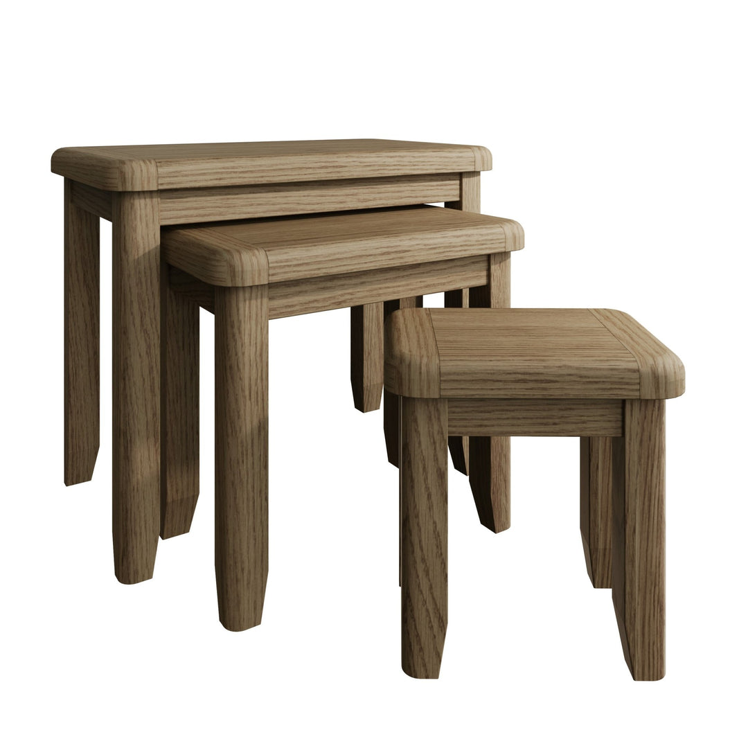 Rusper Oak Nest Of 3 Tables - Duck Barn Interiors