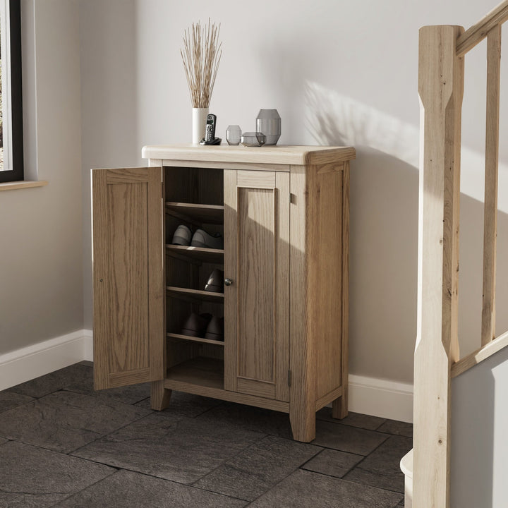 Rusper Oak Shoe Cupboard1 - Duck Barn Interiors