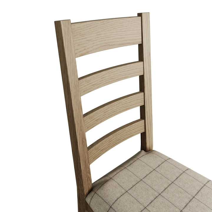 Rusper Oak Slatted Fabric Dining Chair - Natural Check5 - Duck Barn Interiors