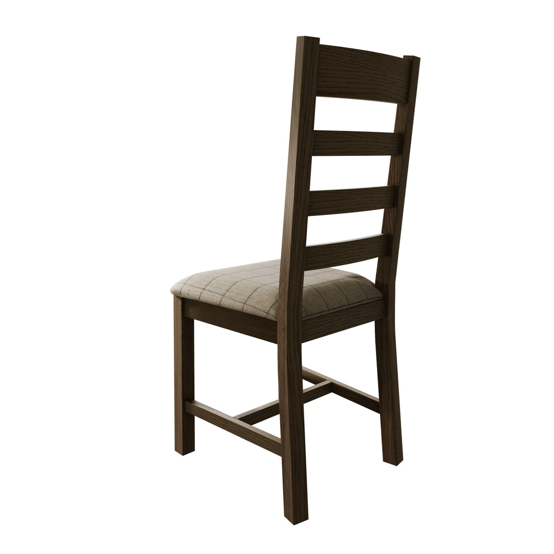 Rusper Oak Slatted Fabric Dining Chair - Natural Check7 - Duck Barn Interiors