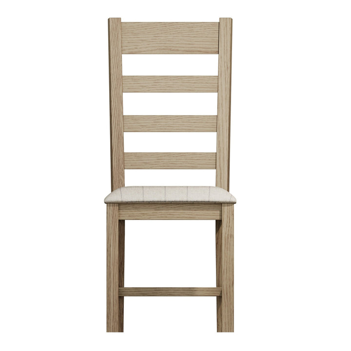 Rusper Oak Slatted Fabric Dining Chair - Natural Check4 - Duck Barn Interiors