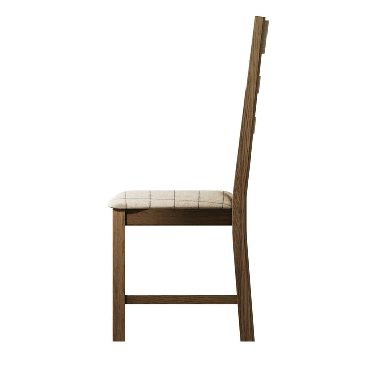 Rusper Oak Slatted Fabric Dining Chair - Natural Check6 - Duck Barn Interiors