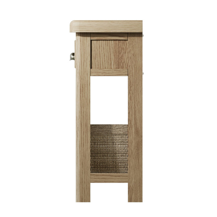 Rusper Oak Telephone Table with Basket5 - Duck Barn Interiors