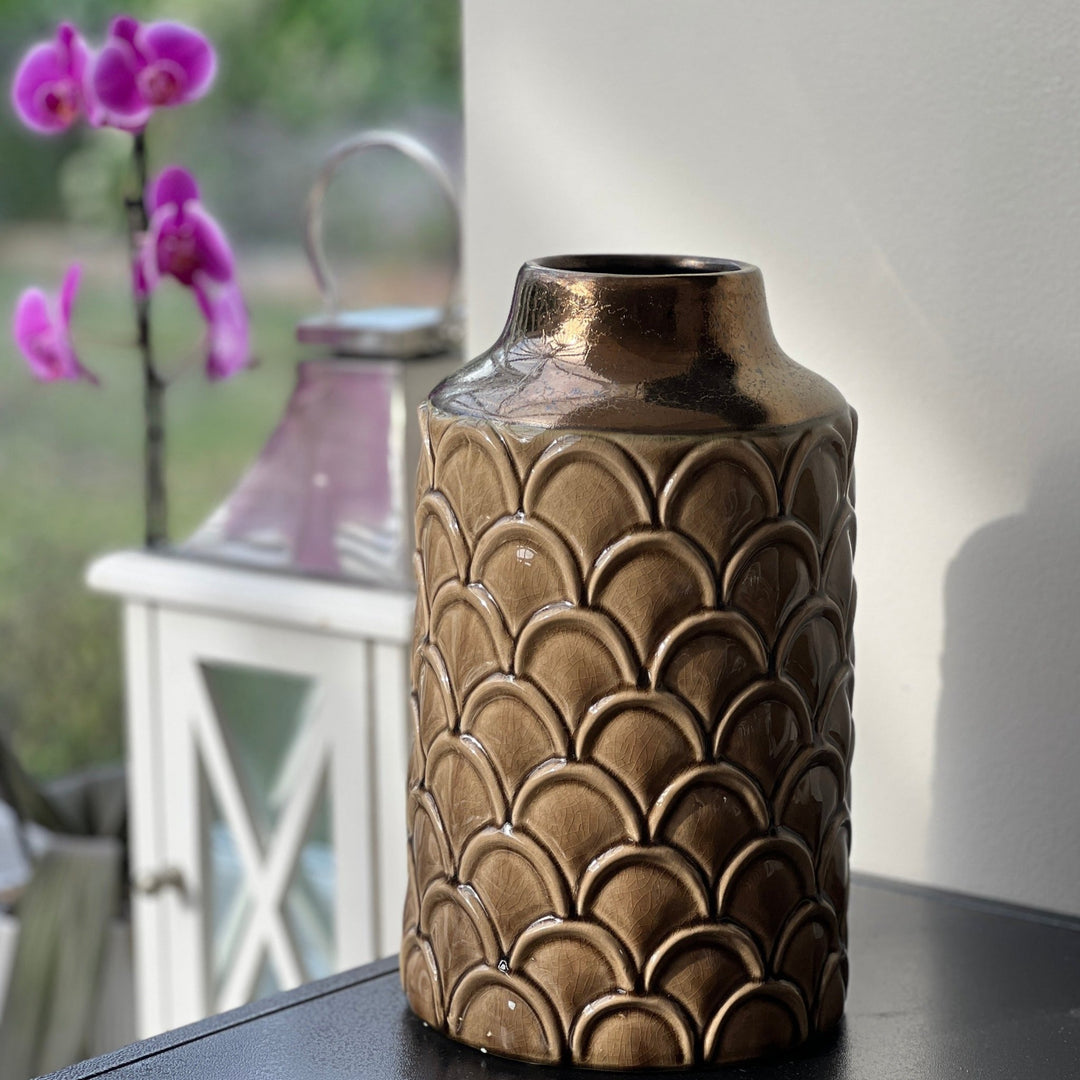 Seville Caramel Scalloped Vase - Small - Duck Barn Interiors