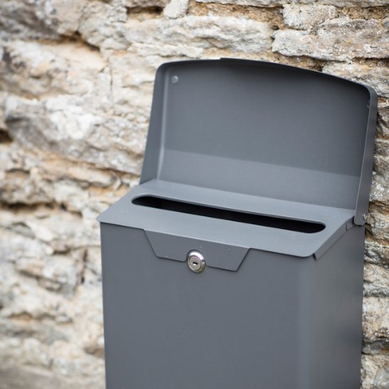 Shipton Steel Post Box - Charcoal Grey2 - Duck Barn Interiors