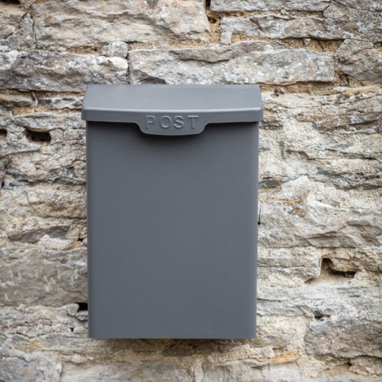 Shipton Steel Post Box - Charcoal Grey1 - Duck Barn Interiors