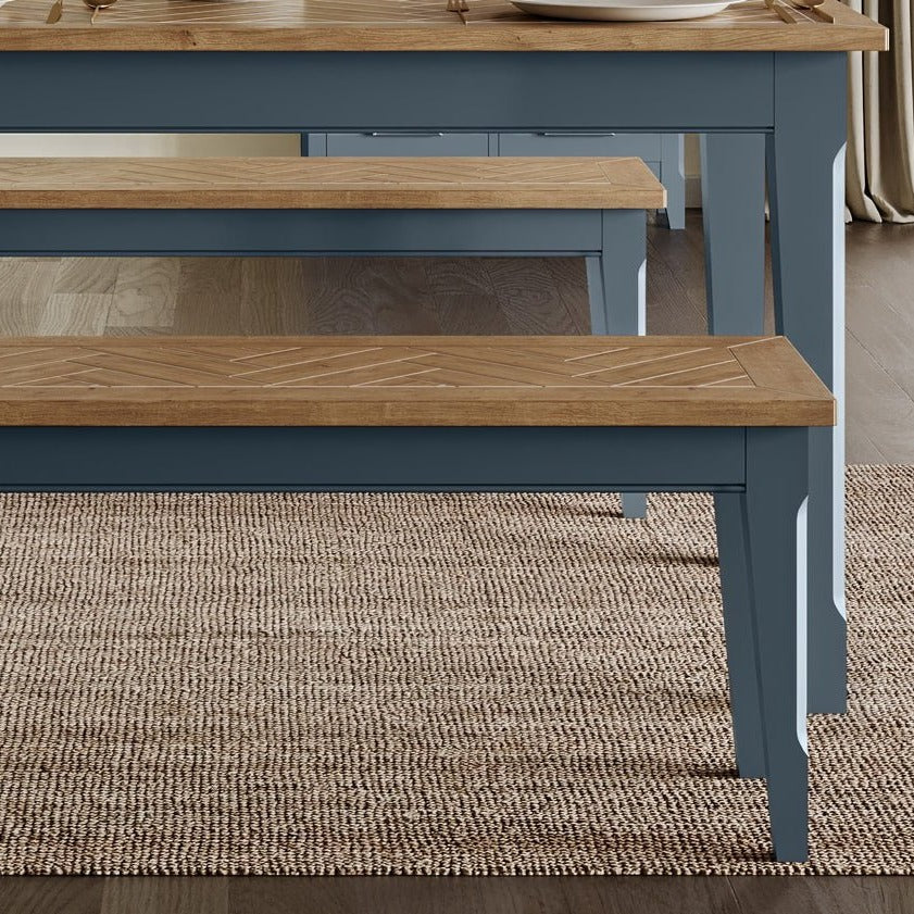 Signature Blue Dining Bench - 130cm - Duck Barn Interiors