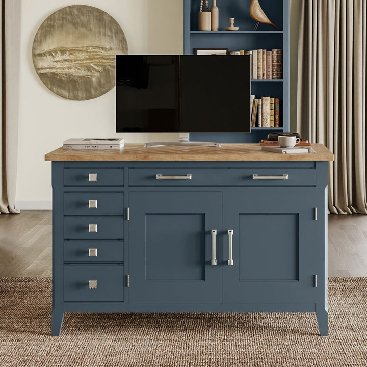 Signature Blue Hidden Home Office Desk1 - Duck Barn Interiors