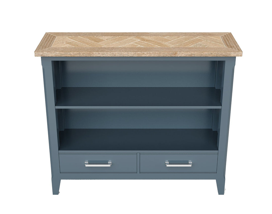 Signature Blue Low Bookcase3 - Duck Barn Interiors