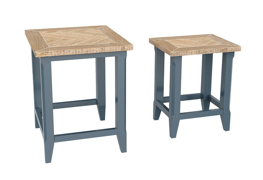 Signature Blue Nest of Two Tables2 - Duck Barn Interiors