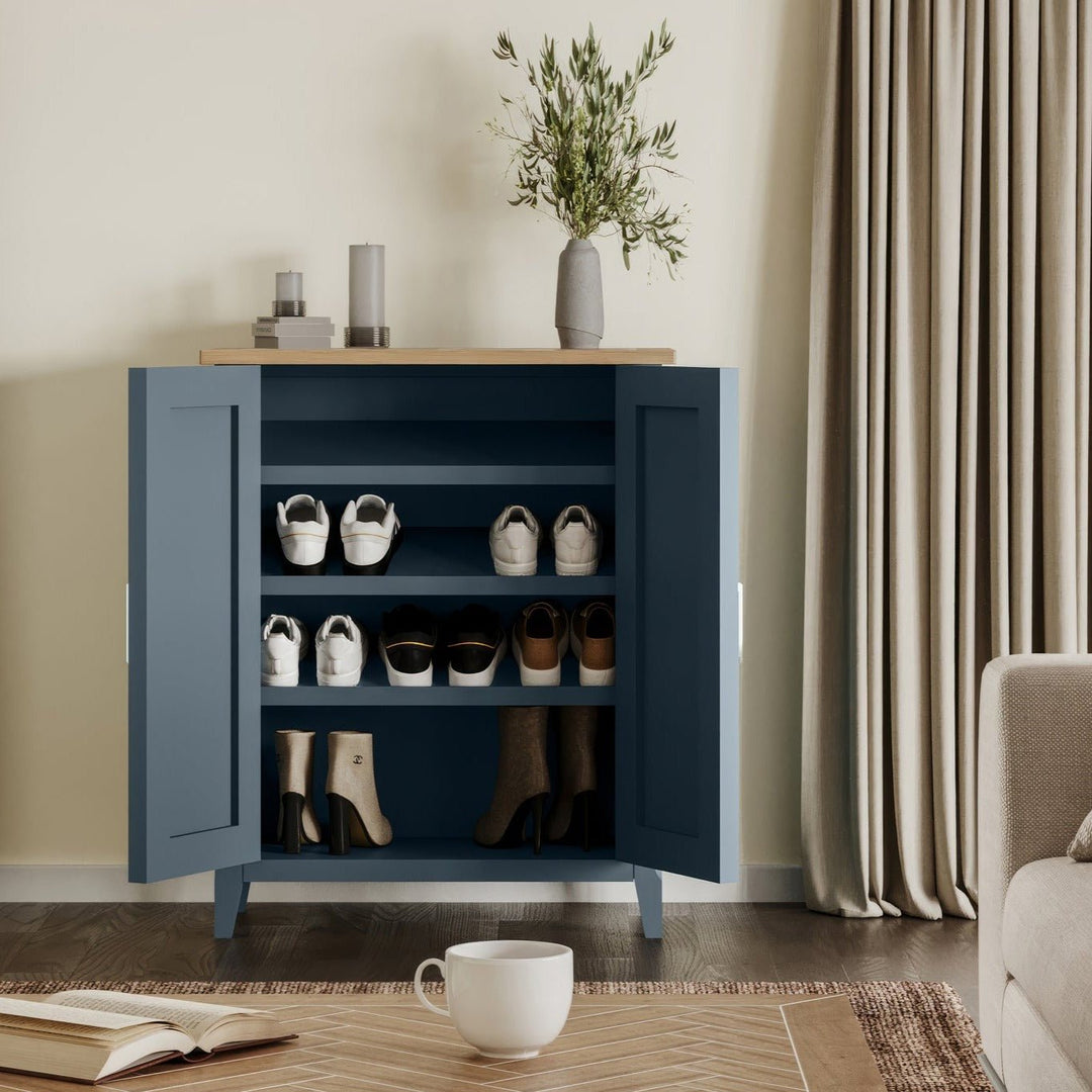 Signature Blue Shoe Storage Cupboard - Duck Barn Interiors