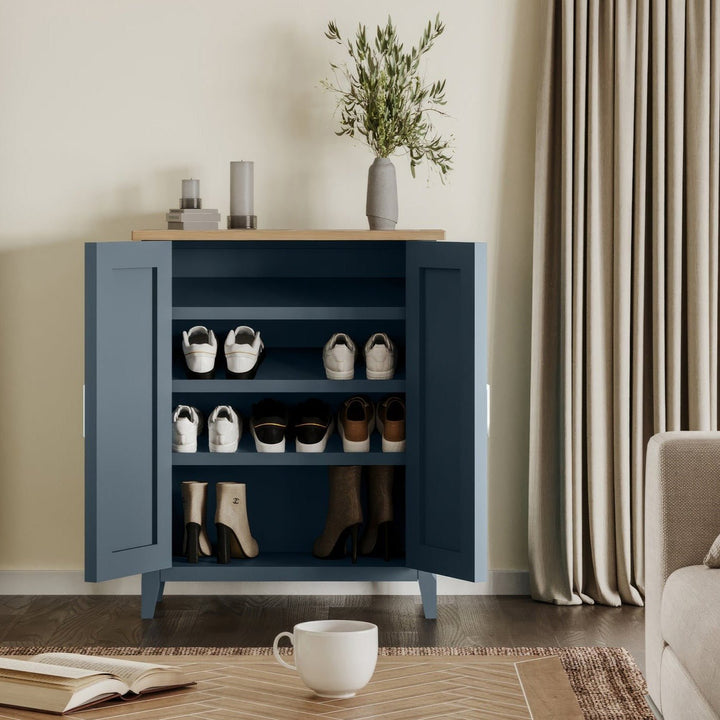 Signature Blue Shoe Storage Cupboard - Duck Barn Interiors