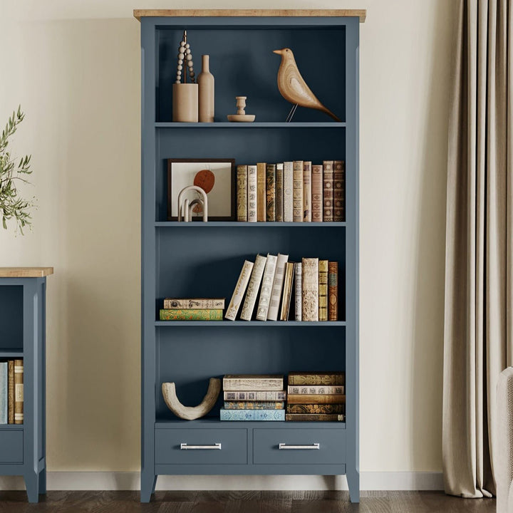 Signature Blue - Tall Bookcase1 - Duck Barn Interiors