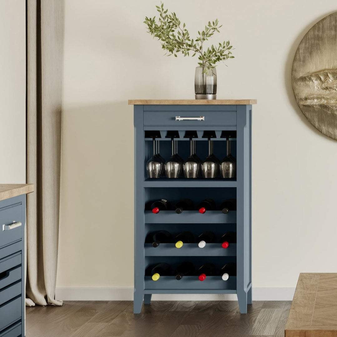 Signature Blue Wine Rack / Glass Storage Cabinet2 - Duck Barn Interiors