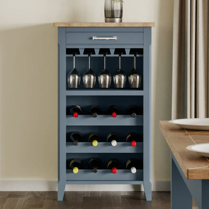 Signature Blue Wine Rack / Glass Storage Cabinet1 - Duck Barn Interiors