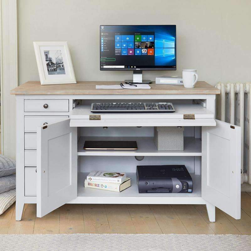 Signature Grey Hidden Home Office Desk - Duck Barn Interiors