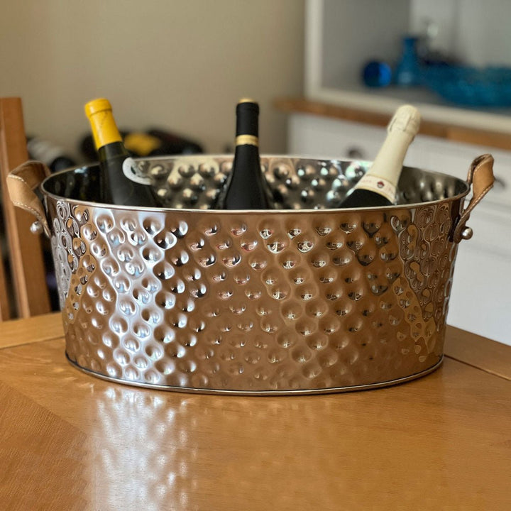 Silver Ice Bucket with Leather Handle - Large1 - Duck Barn Interiors