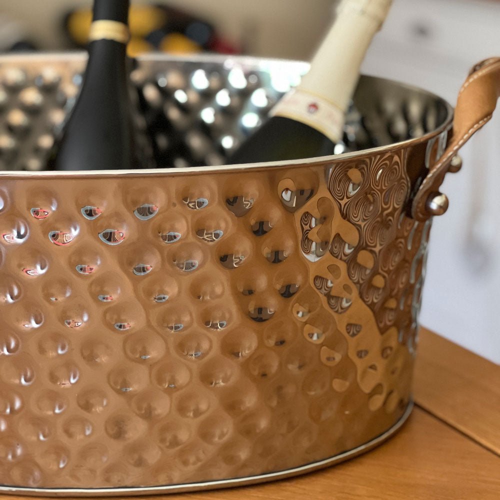 Silver Ice Bucket with Leather Handle - Large2 - Duck Barn Interiors