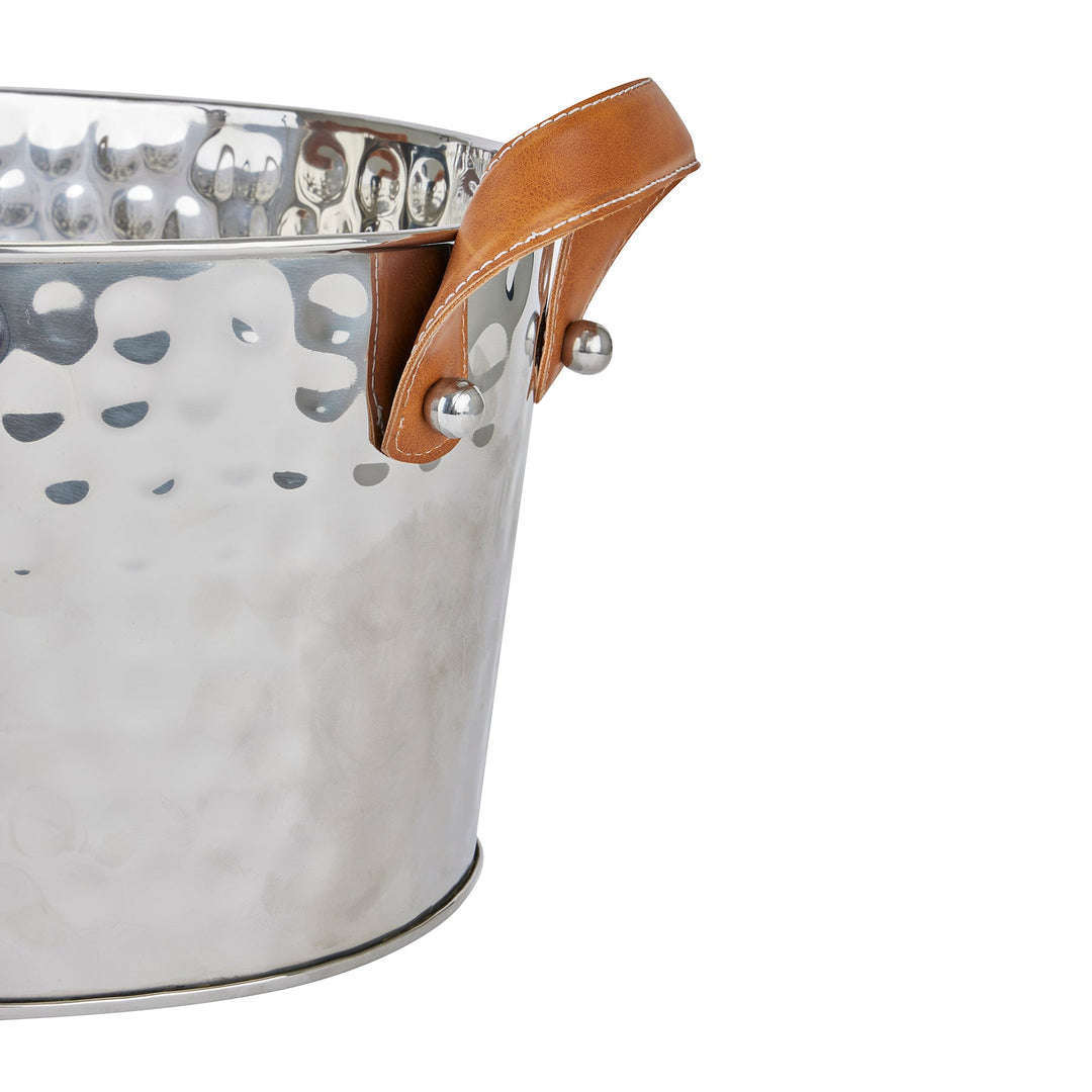 Silver Ice Bucket with Leather Handle - Large6 - Duck Barn Interiors