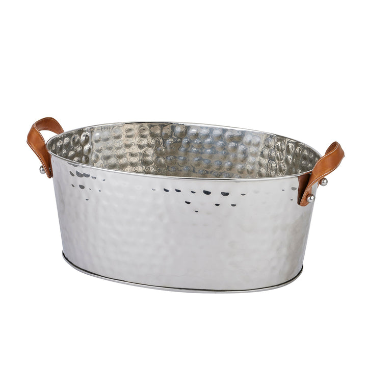 Silver Ice Bucket with Leather Handle - Large5 - Duck Barn Interiors