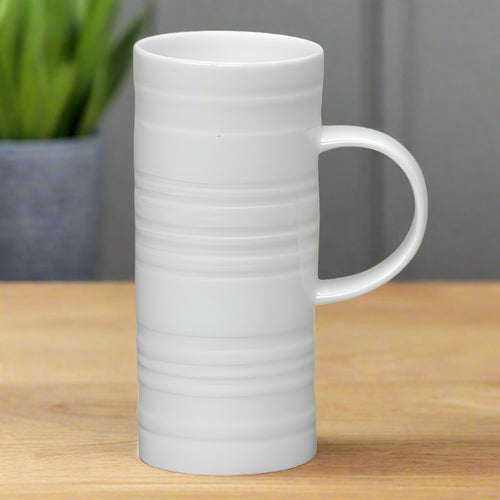 Skinny Ribbed White Bone China Mug