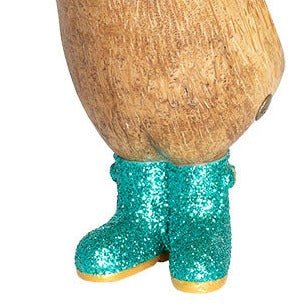 Wooden Disco Duckling in Green Sparkly Wellies3 - Duck Barn Interiors