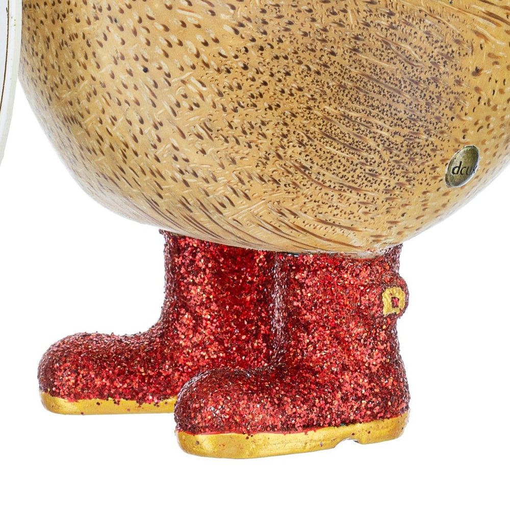 Small Wooden Disco Duckling in Red Sparkly Wellies - Duck Barn Interiors