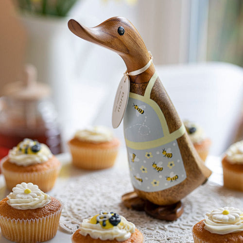 Wooden Duckling with Bee Print Apron