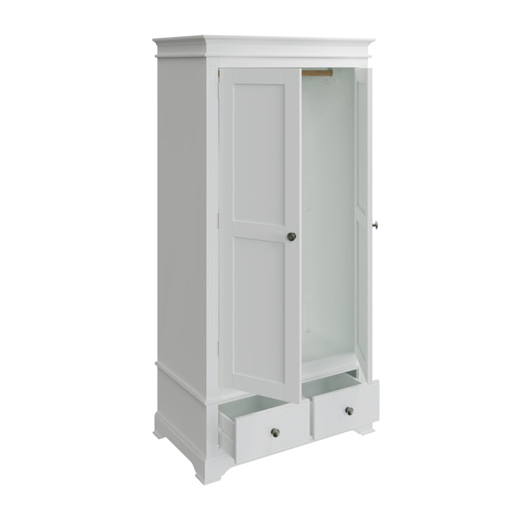 Snowdrop White Painted 2 Door Wardrobe - Duck Barn Interiors