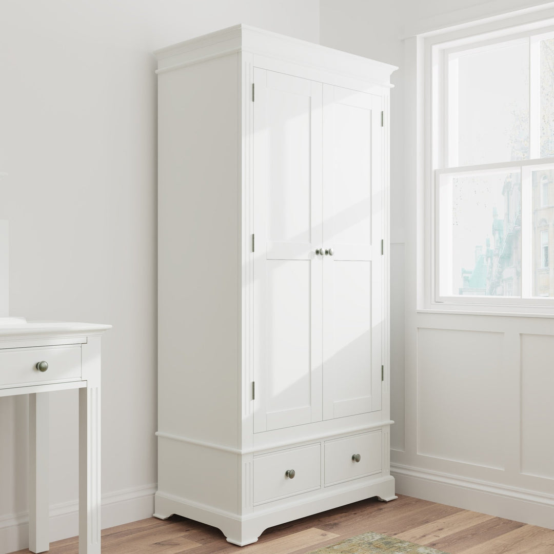 Snowdrop White Painted 2 Door Wardrobe - Duck Barn Interiors