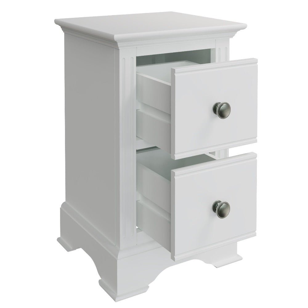 Snowdrop White Painted 2 Drawer Bedside Cabinet10 - Duck Barn Interiors