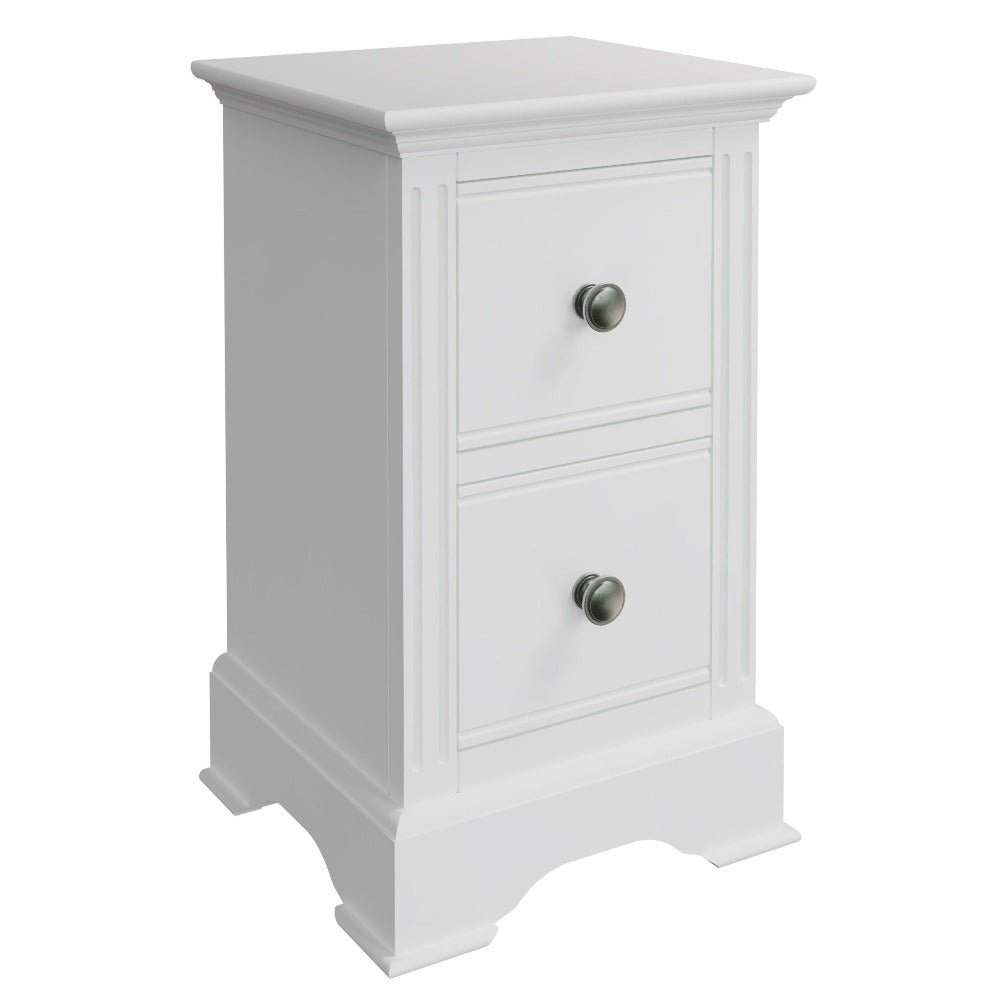 Snowdrop White Painted 2 Drawer Bedside Cabinet3 - Duck Barn Interiors