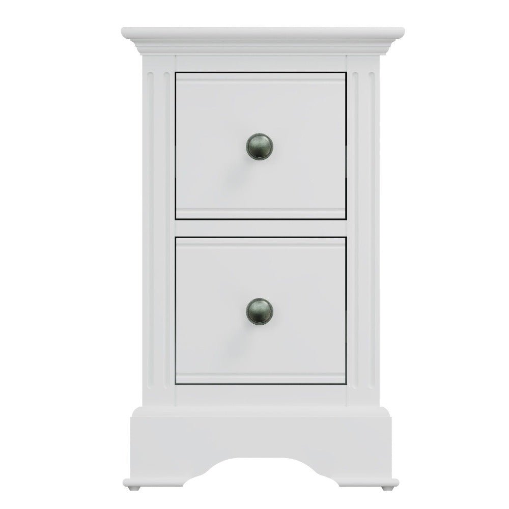 Snowdrop White Painted 2 Drawer Bedside Cabinet2 - Duck Barn Interiors