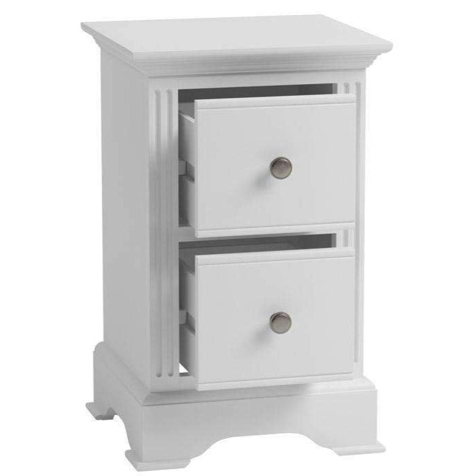 Snowdrop White Painted 2 Drawer Bedside Cabinet4 - Duck Barn Interiors