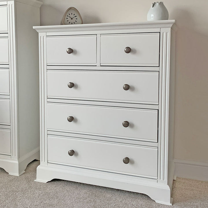 Snowdrop White Painted 2 Over 3 Chest of Drawers - Duck Barn Interiors