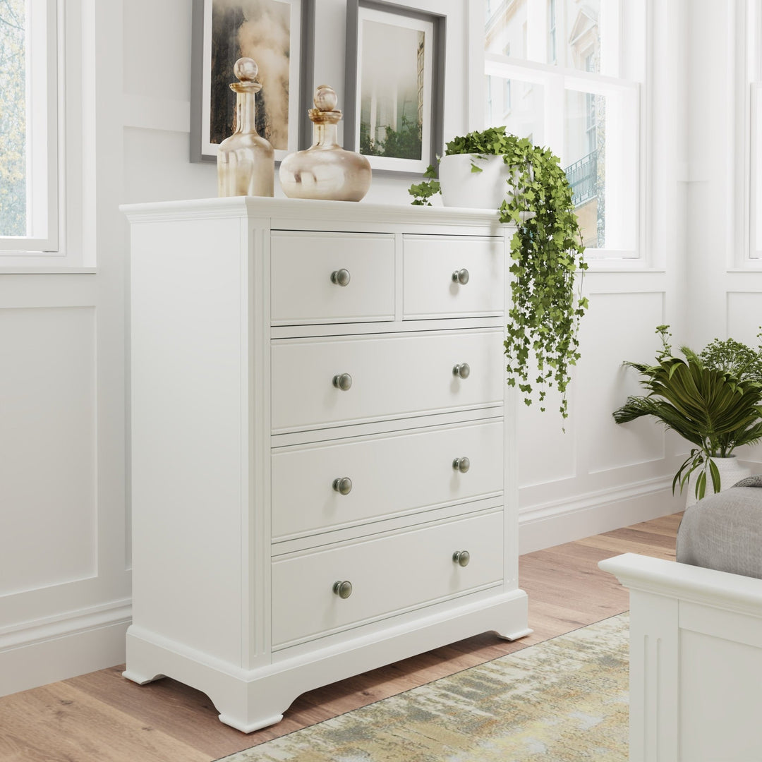 Snowdrop White Painted 2 Over 3 Chest of Drawers - Duck Barn Interiors