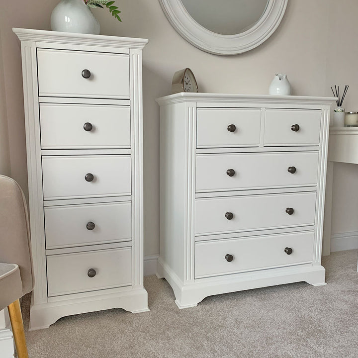 Snowdrop White Painted 2 Over 3 Chest of Drawers - Duck Barn Interiors