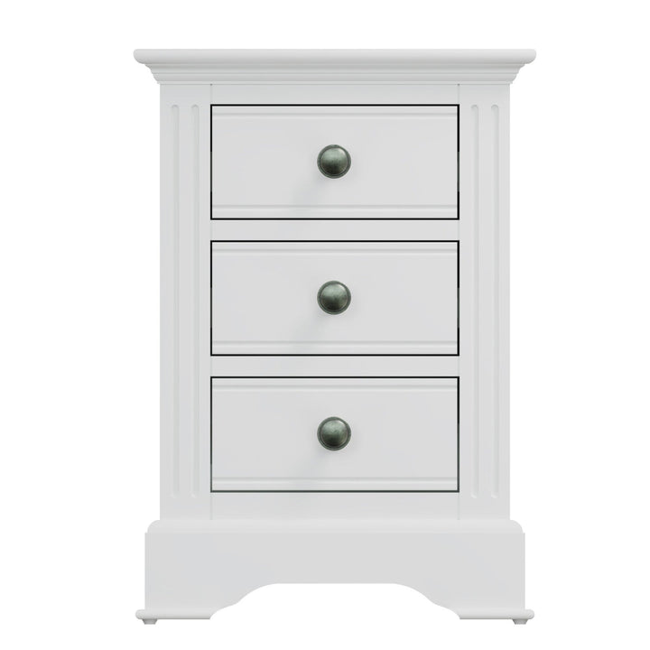 Snowdrop White Painted 3 Drawer Bedside Cabinet4 - Duck Barn Interiors