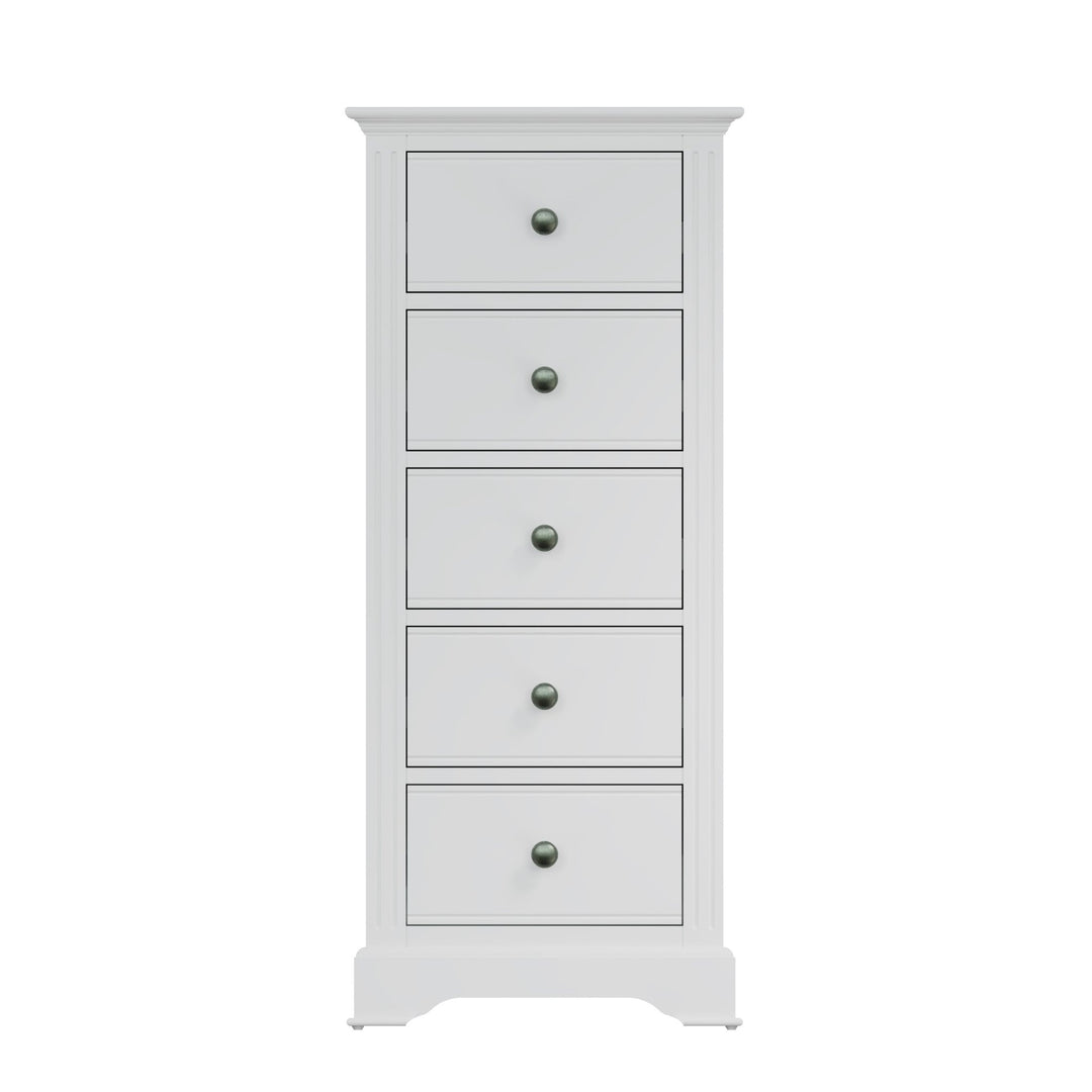 Snowdrop White Painted 5 Drawer Tallboy5 - Duck Barn Interiors