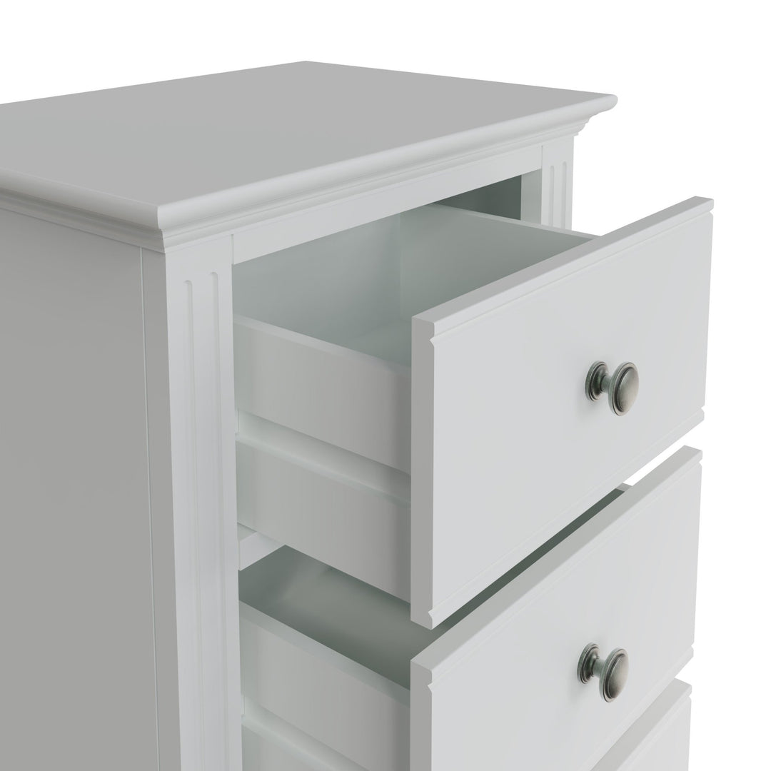 Snowdrop White Painted 5 Drawer Tallboy8 - Duck Barn Interiors