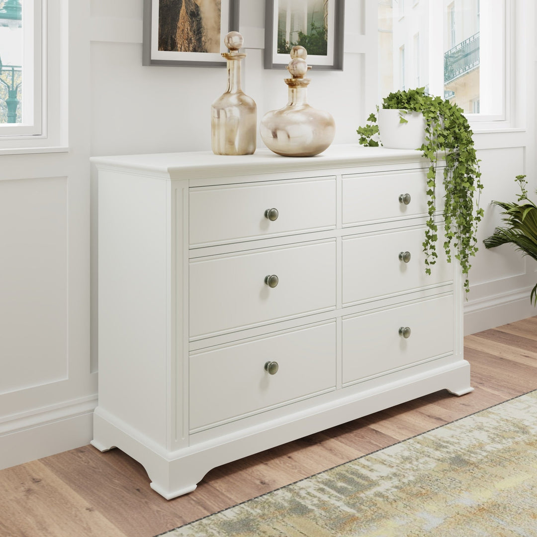 Snowdrop White Painted 6 Drawer Chest1 - Duck Barn Interiors