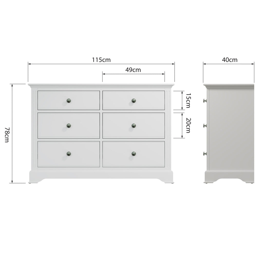 Snowdrop White Painted 6 Drawer Chest5 - Duck Barn Interiors