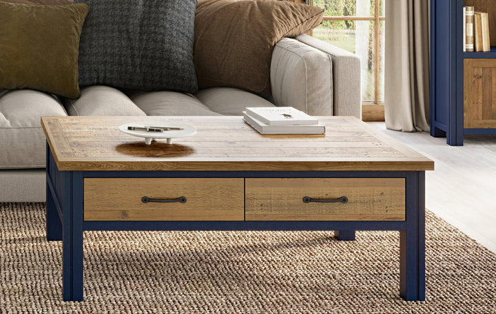 Splash of Blue Coffee Table With Four Drawers4 - Duck Barn Interiors