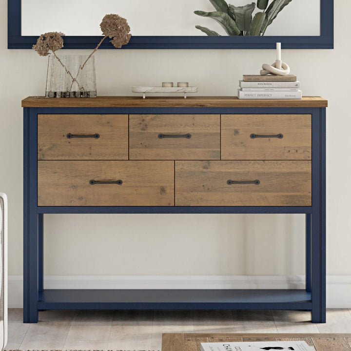 Splash of Blue Console Table with Drawers1 - Duck Barn Interiors