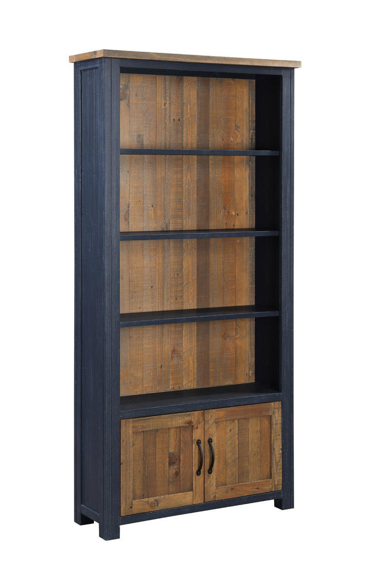 Splash of Blue Large Open Bookcase with Cupboard2 - Duck Barn Interiors