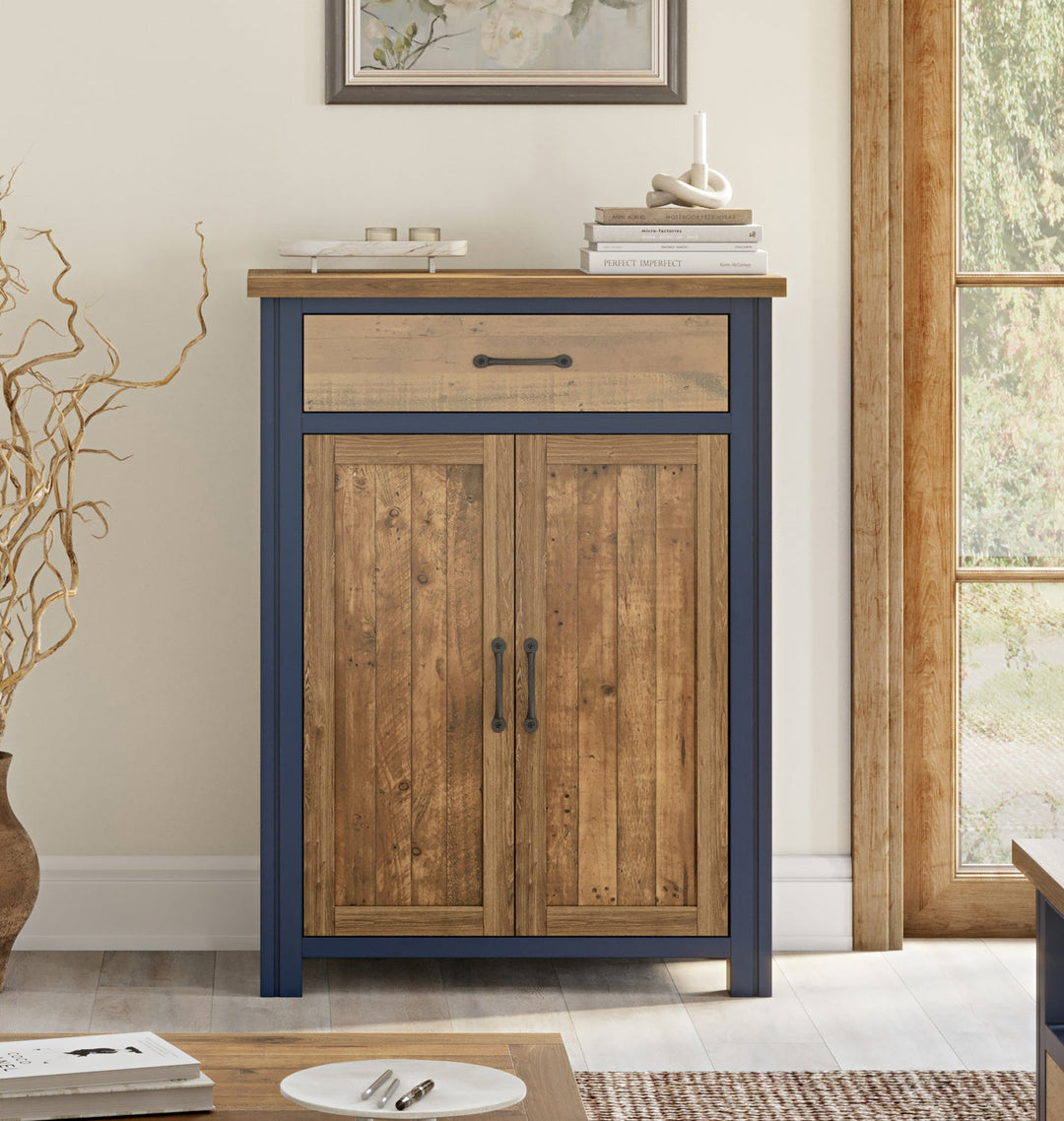 Splash of Blue Shoe Storage Cupboard With Drawer2 - Duck Barn Interiors