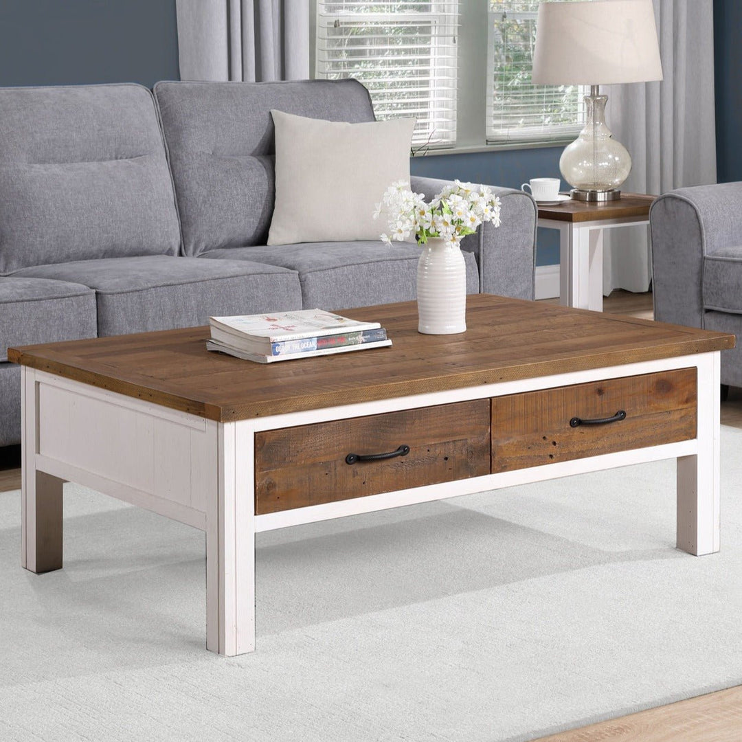 Splash of White Coffee Table With Four Drawers2 - Duck Barn Interiors