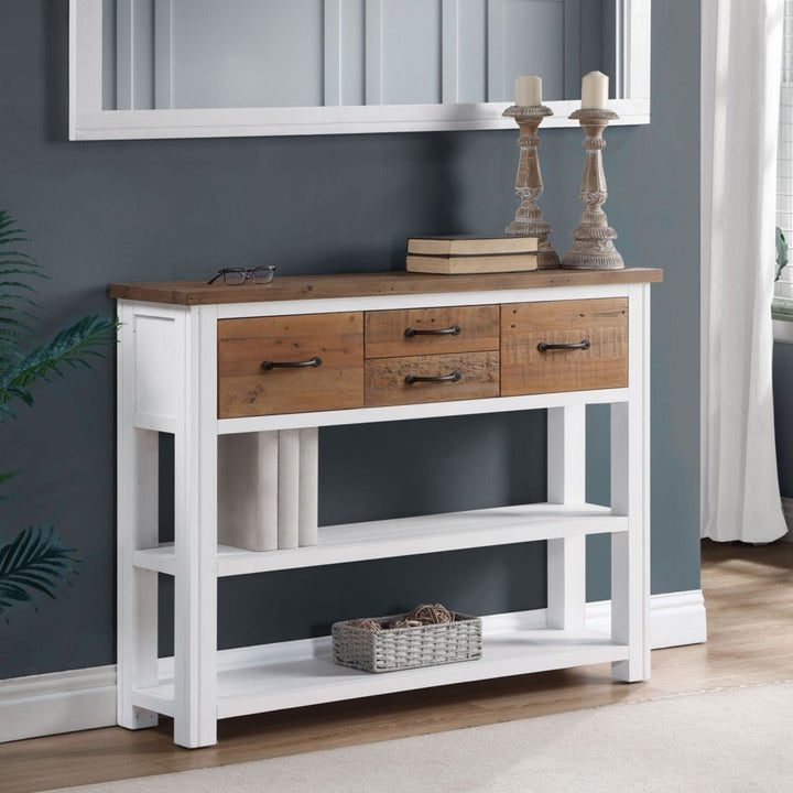 Splash of White Console Table with Storage1 - Duck Barn Interiors